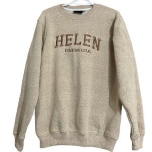 Comfortex Unisex Beige Cotton Blend Long Sleeve ‘HELEN GEORGIA’ Sweatshirt Sz-M